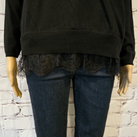 JOIE, Hilano black cashmere blend classic lace trim sweater - Picture 10 of 13